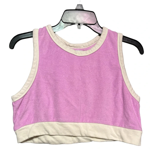 free assembly Tops - 411* Pink and White Free Asseembky Terrycloth Crop Top Tank